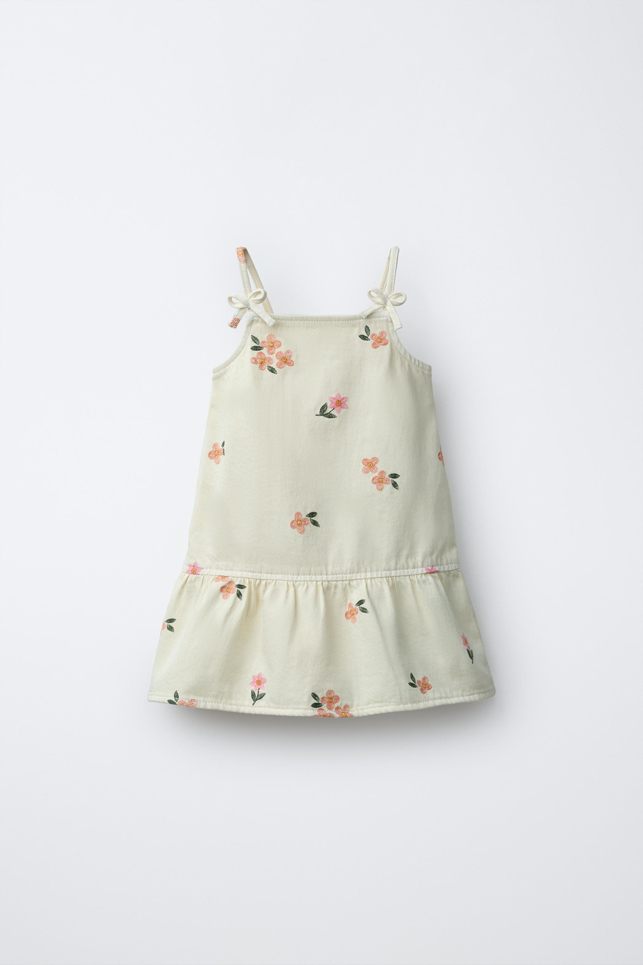 EMBROIDERED FLORAL TWILL DRESS | Zara Canada