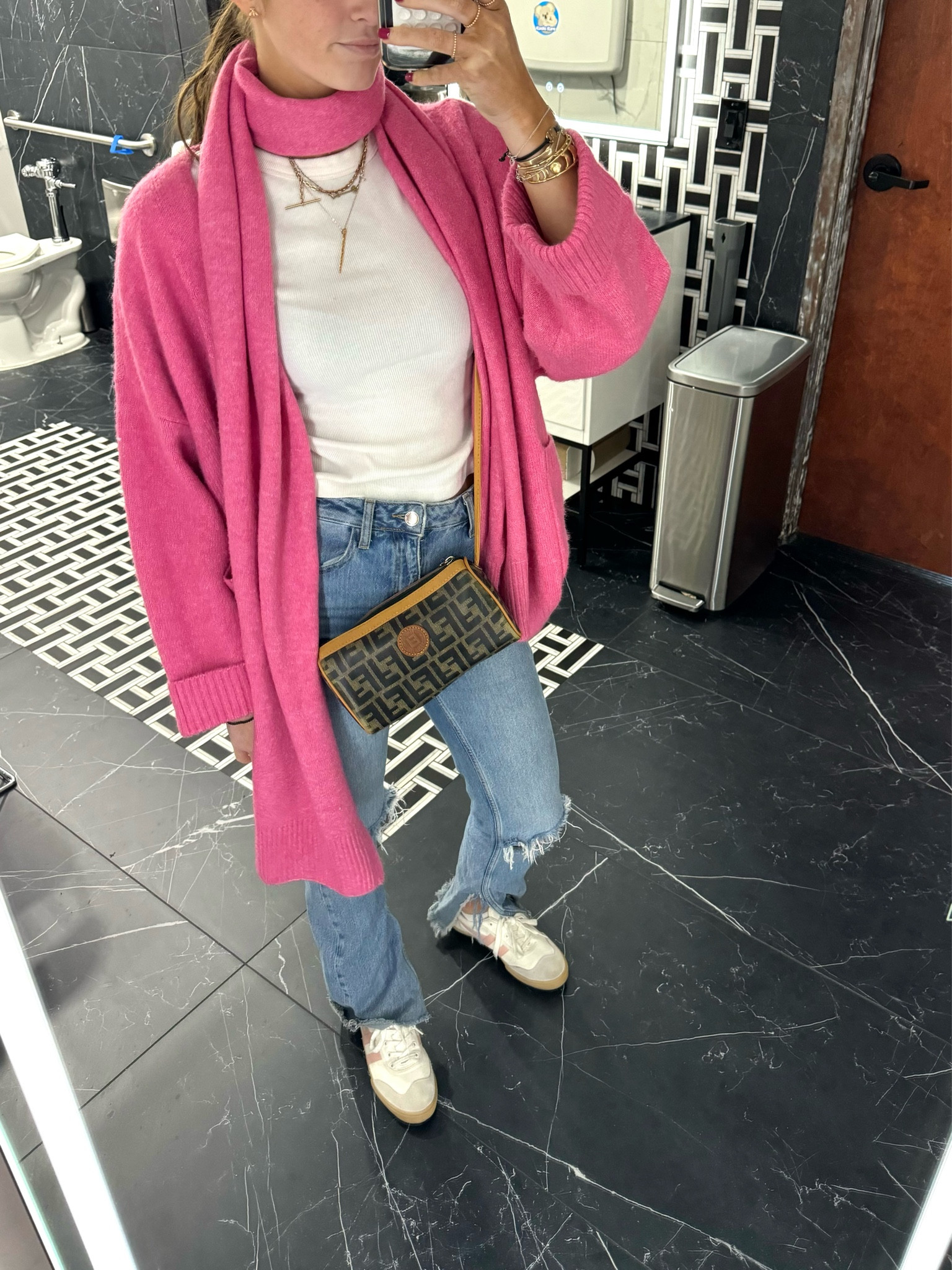Anthro cardigan and scarf combo! Sooo soft
Couldn’t find the pink online but linked in brown!! 

#LTKSeasonal