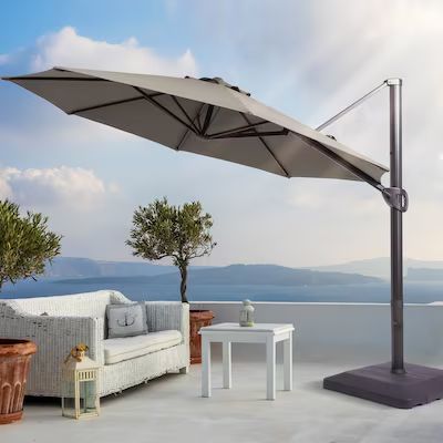 ACEGOSES 11-ft Gray No-tilt Cantilever Patio Umbrella with Base | Lowe's