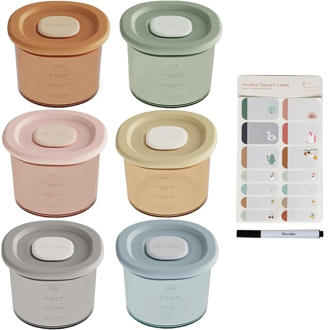 Moonkie Silicone Baby Food Containers | 4 oz Baby Food Storage Jars with Airtight Lids | Reusable... | Amazon (US)