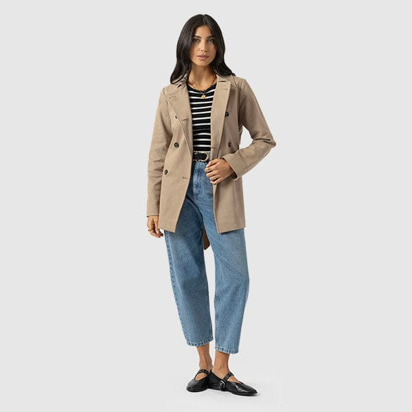 Marion Double Breasted Short Trench - Beige | Saint + Sofia