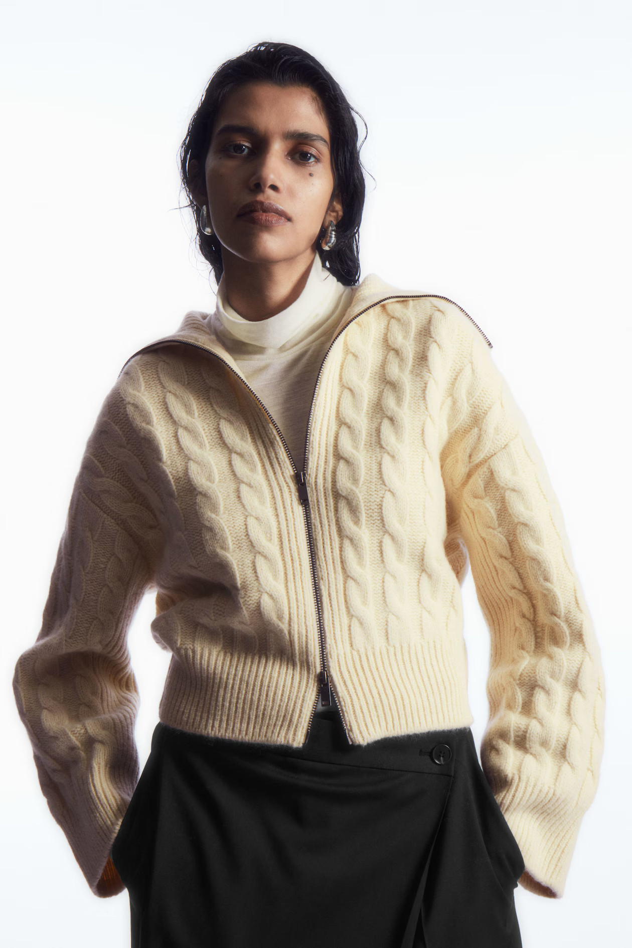 CABLE-KNIT WOOL ZIP-UP JACKET | COS (AU)