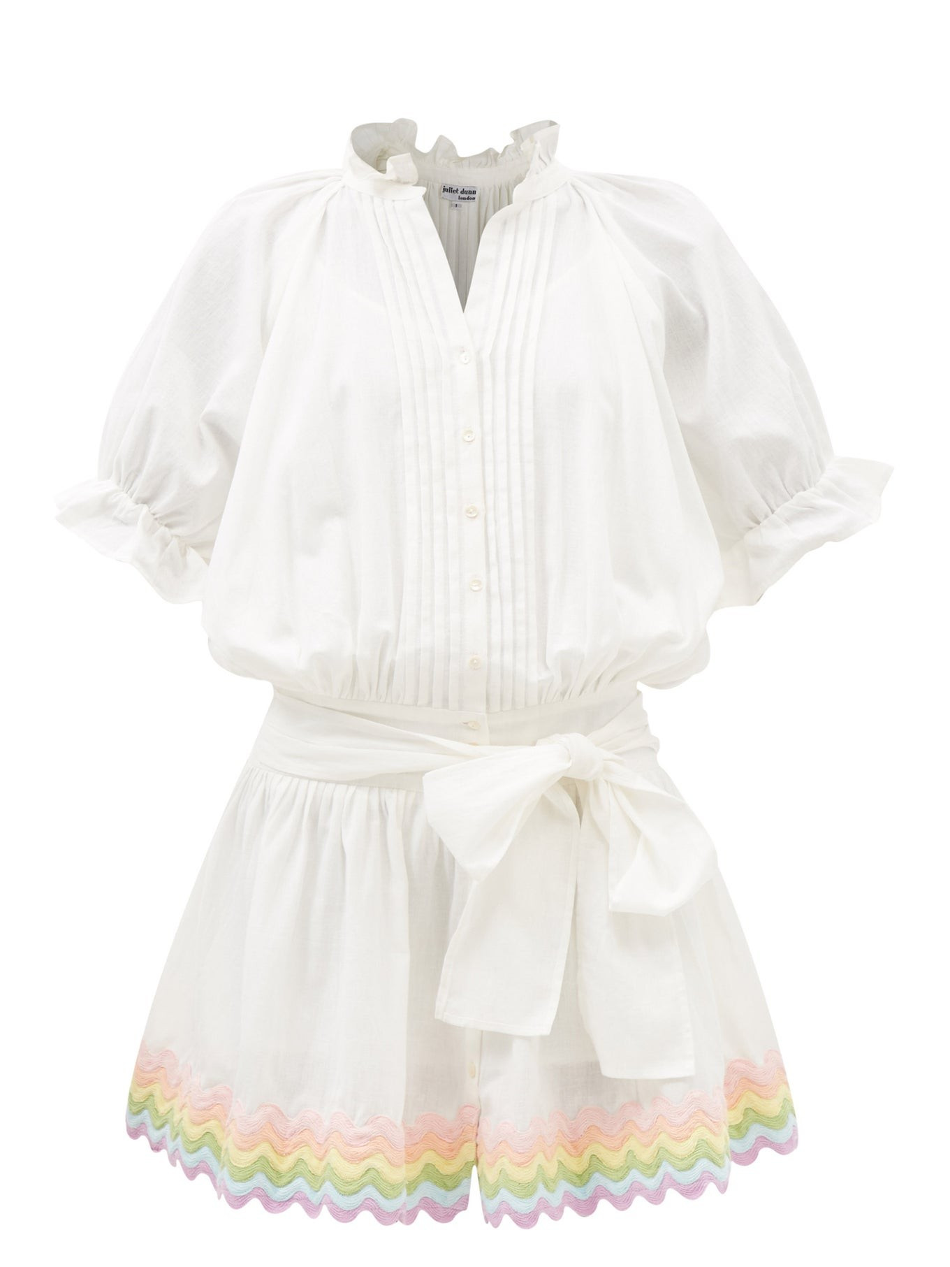 Rainbow-ricrac gathered cotton-voile dress | Juliet Dunn | Matches (US)