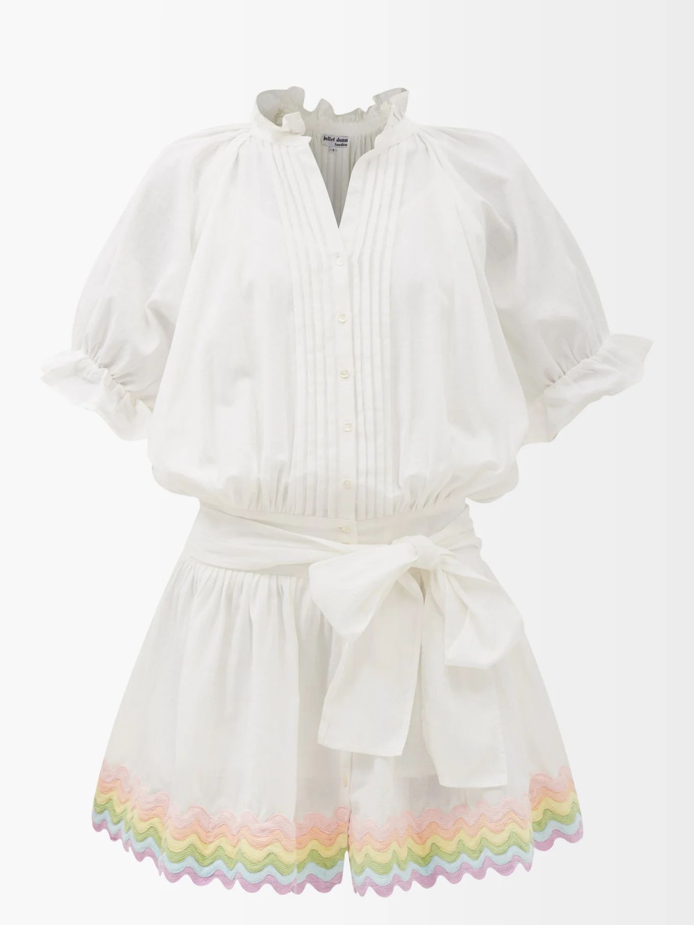 Rainbow-ricrac gathered cotton-voile dress | Juliet Dunn | Matches (US)