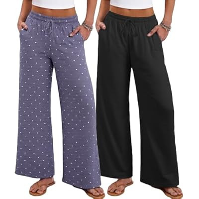 YUNDAI 2Pc Women's Lounge Pants- Casual Pajama Flower Sleepwear Sets with Pockets | Amazon (US)