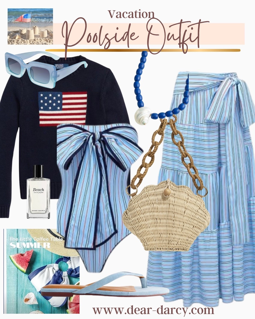 Headed to the pool or beach this Holiday weekend🇺🇸❤️💙

Here’s a cute suit and cover up set… by flax maker- you know one of my favorite swim suit brands!!  Tts

You wear this all summer and you’ll get compliments every time you wear !

Flag sweat this one is RL but I linked similar as well 

Beach coffee table book 

Beautiful quality seashell and tortoiseshell chain  bag 

Beaded necklace with shell Amazon find sunglasses 

Light blue thong 

Beach scent

#LTKootd #LTKOver40 #LTKSaleAlert