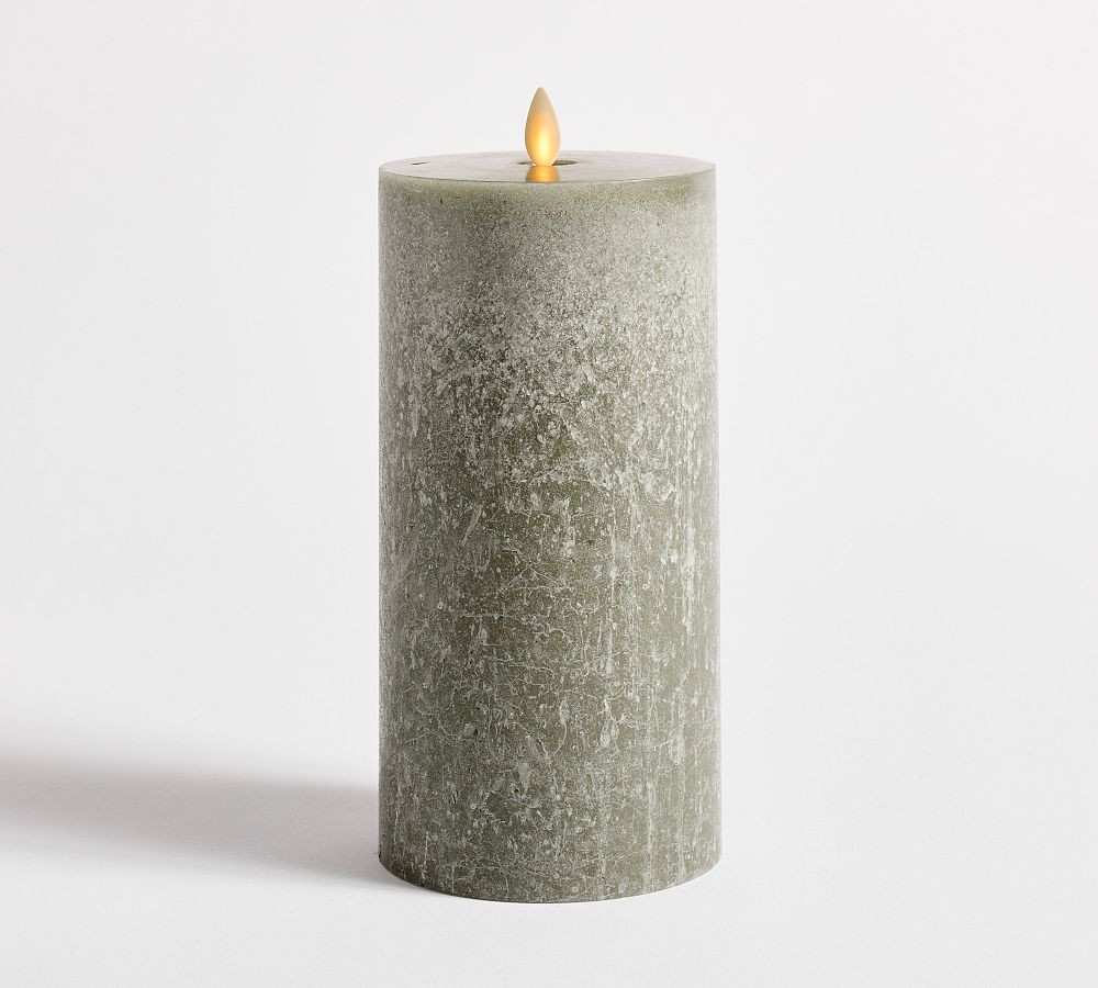 Premium Flickering Flameless Wax Pillar Candle - Salt Washed | Pottery Barn (US)