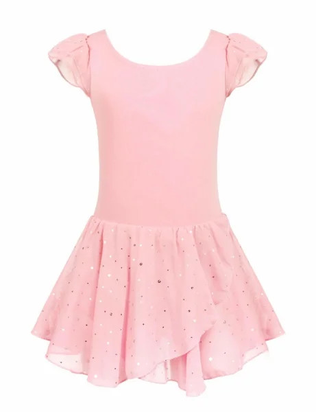 Arshiner Girls Ballet Dance Dress Leotards Ruffle Sleeve Shiny Ballet Tutu Skirt Pink for 3-4Y | Walmart (US)