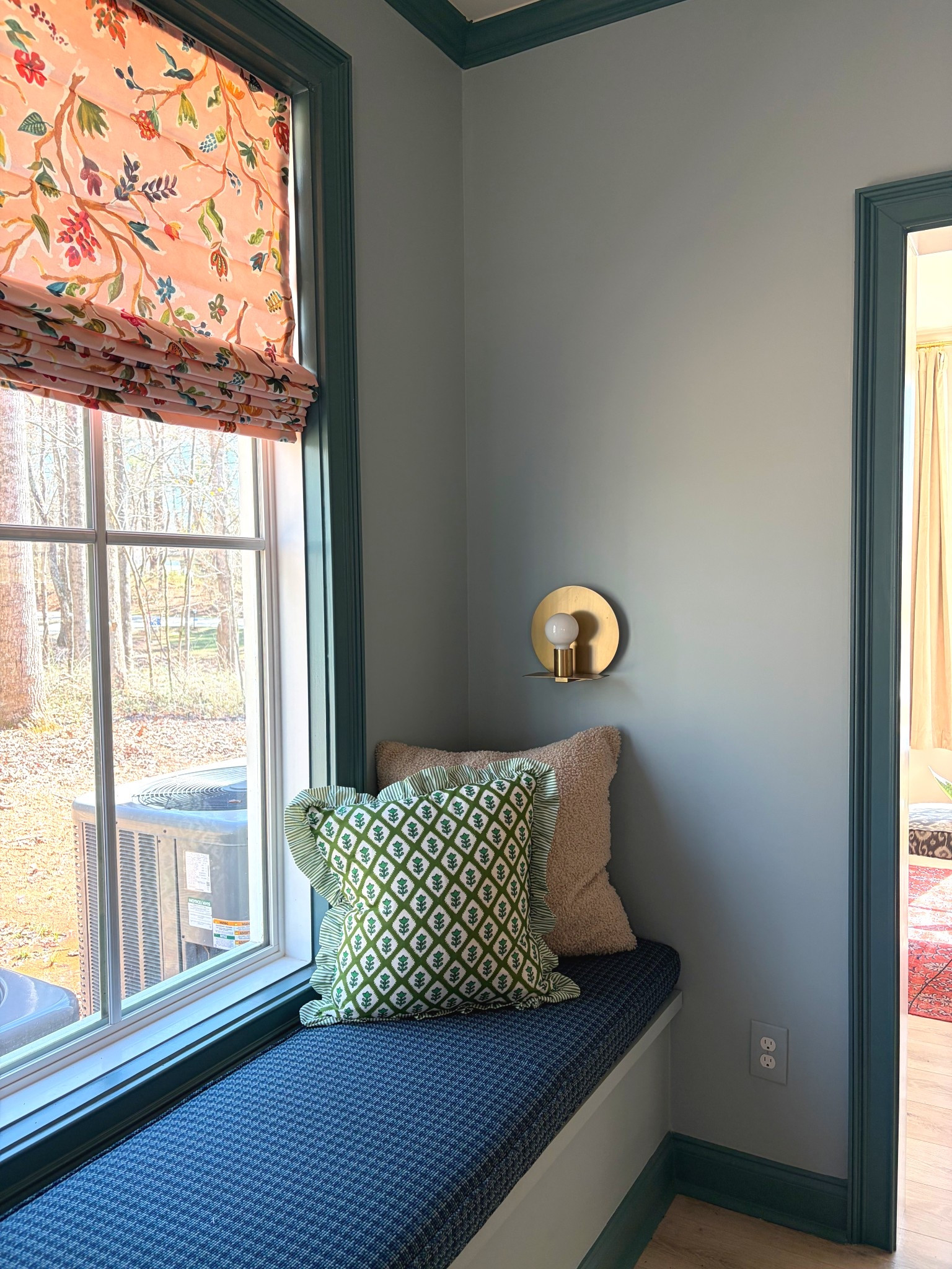 Some updates in the living room! We DIY-ed the Roman shade with the base shade from Amazon and the fabric from the matching curtain panels! 