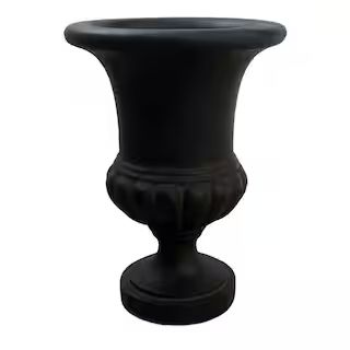 15.5 in. Orland Large Aged Charcoal Stone Fiberglass Urn Planter (15.5 in. D x 21 in. H) | The Home Depot