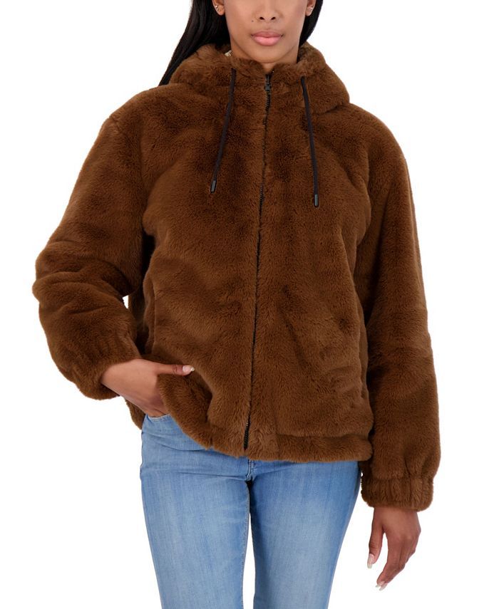 Sebby Junior's Reversible Faux Fur Hooded Bomber Jacket & Reviews - Coats & Jackets - Women - Mac... | Macys (US)