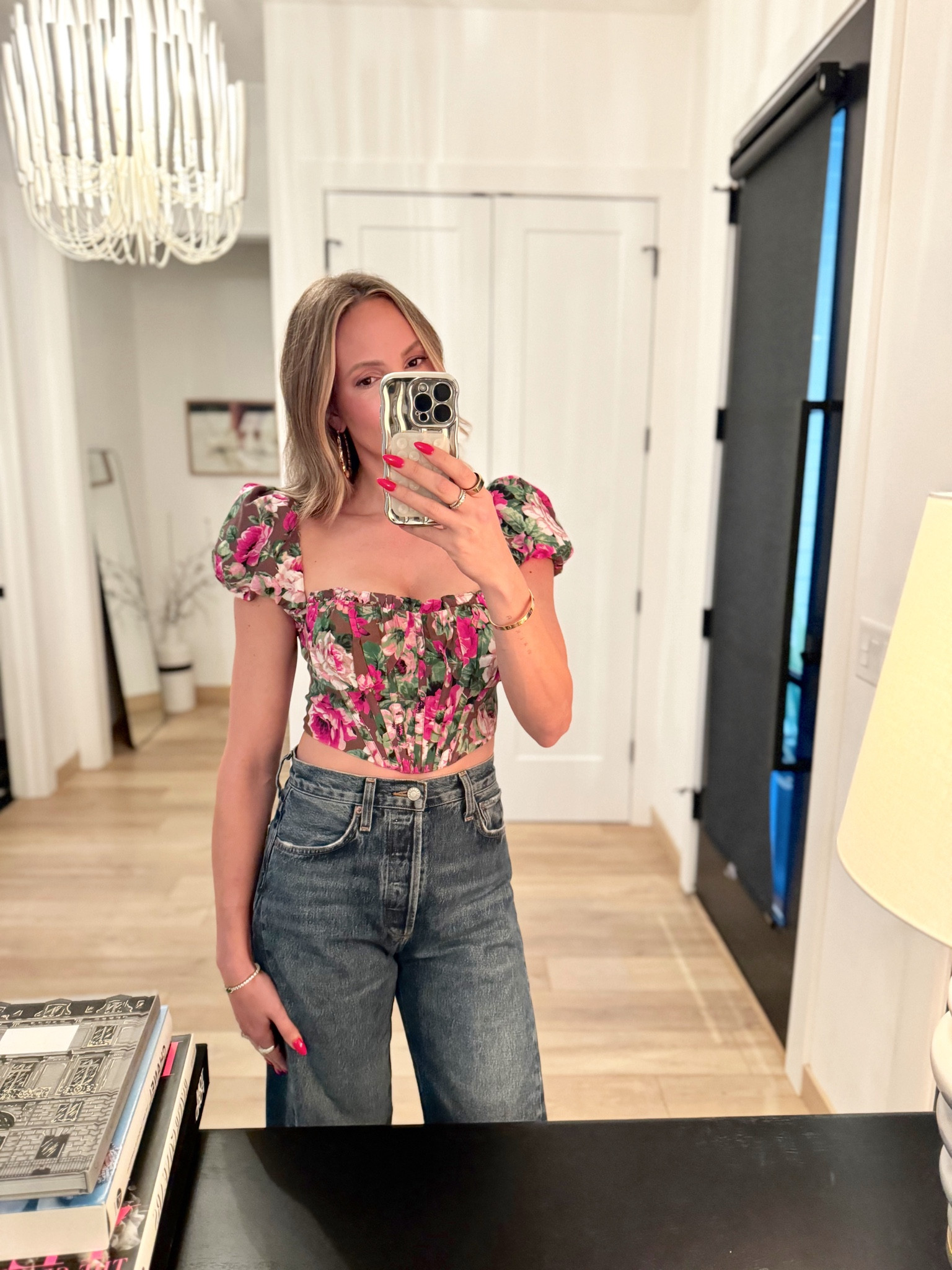 Wearing a small in the top. If you are in between sizes, I would say size up.

#LTKover40 #LTKparties #LTKstyletip