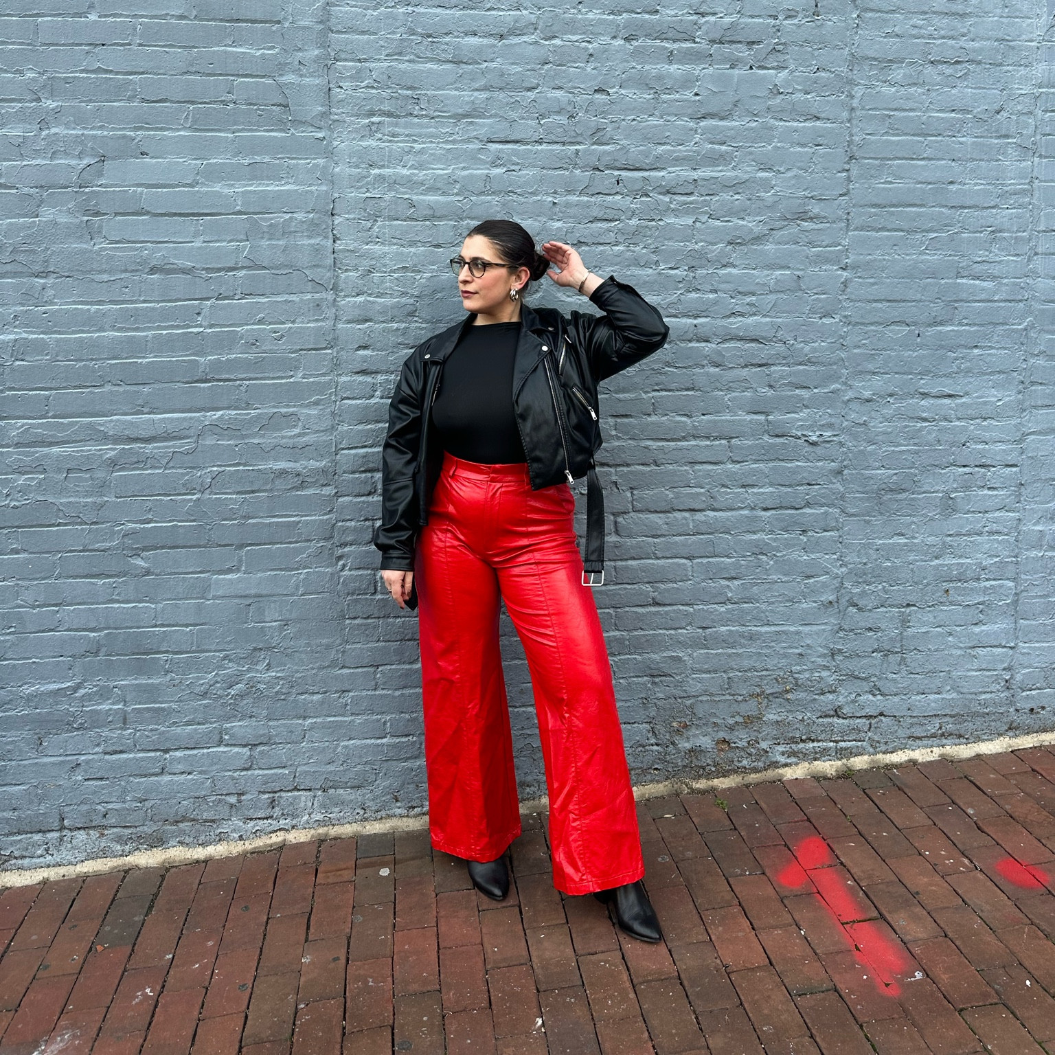 Date night outfit wearing vegan leather

#LTKfindsunder100 #LTKmidsize