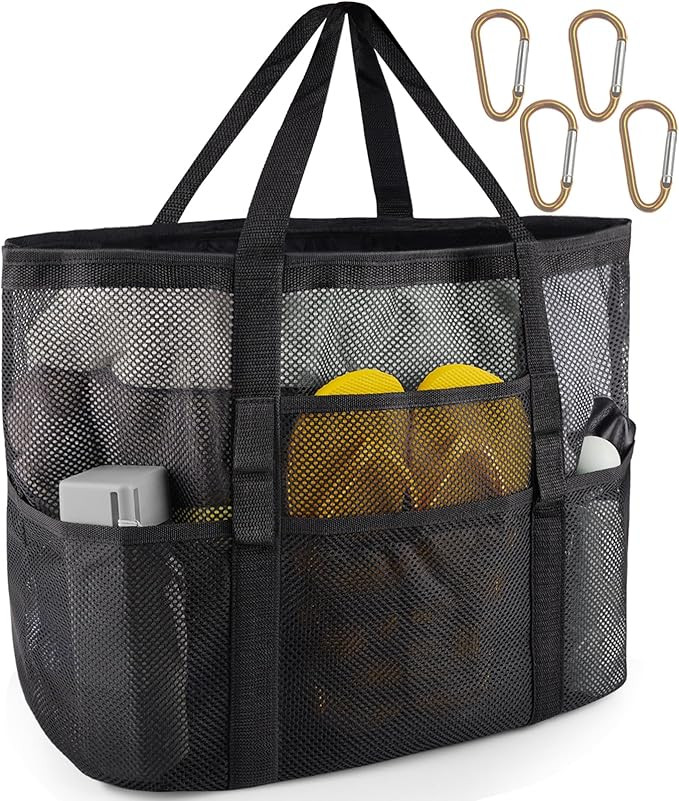 SRISE Mesh Beach Bag - Large Beach Tote Bag for Family Beach Bag for Toys & Vacation Essentials | Amazon (US)