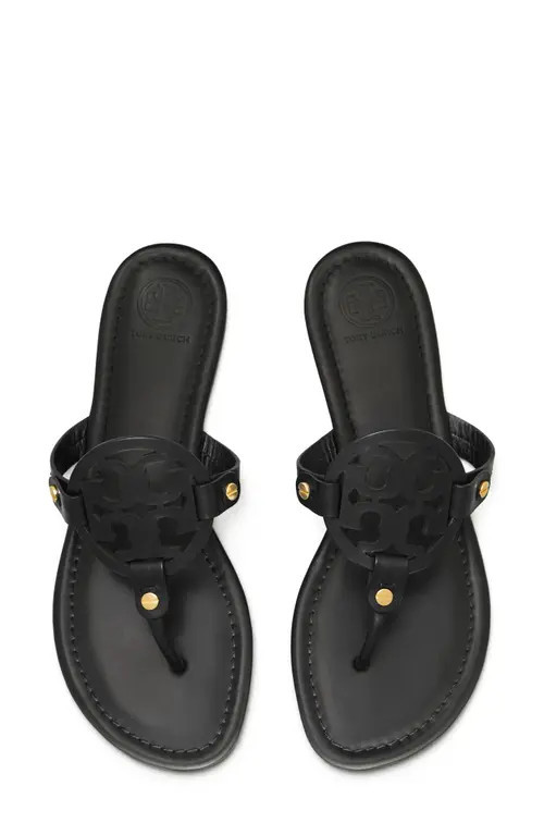Tory Burch Miller Thong Sandal in Black Leather at Nordstrom, Size 9.5 | Nordstrom