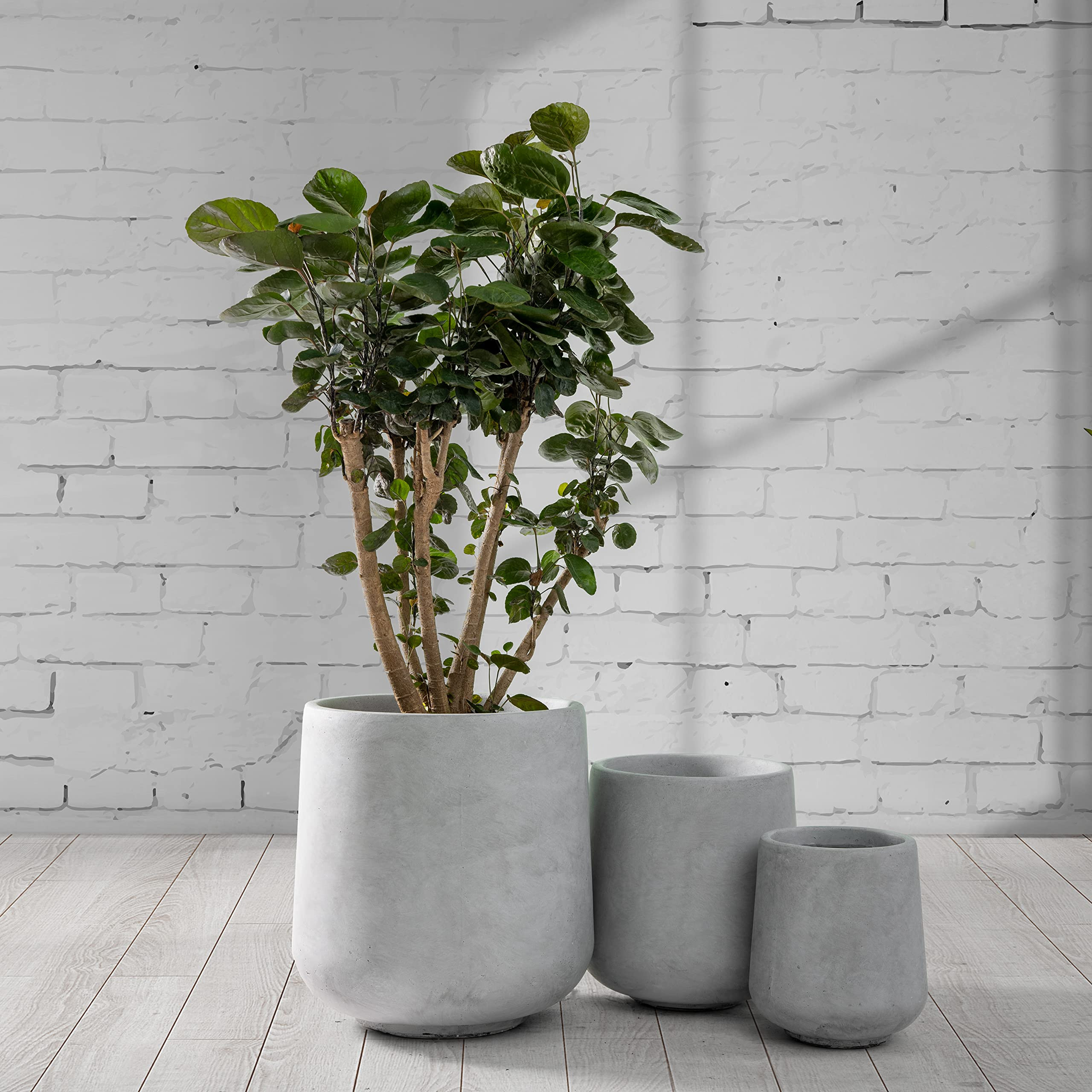 Kante 15.3"+11.6"+8.2" Dia Round Concrete Planter,Large Planter Pots Containers with Drainage Holes  | Amazon (US)