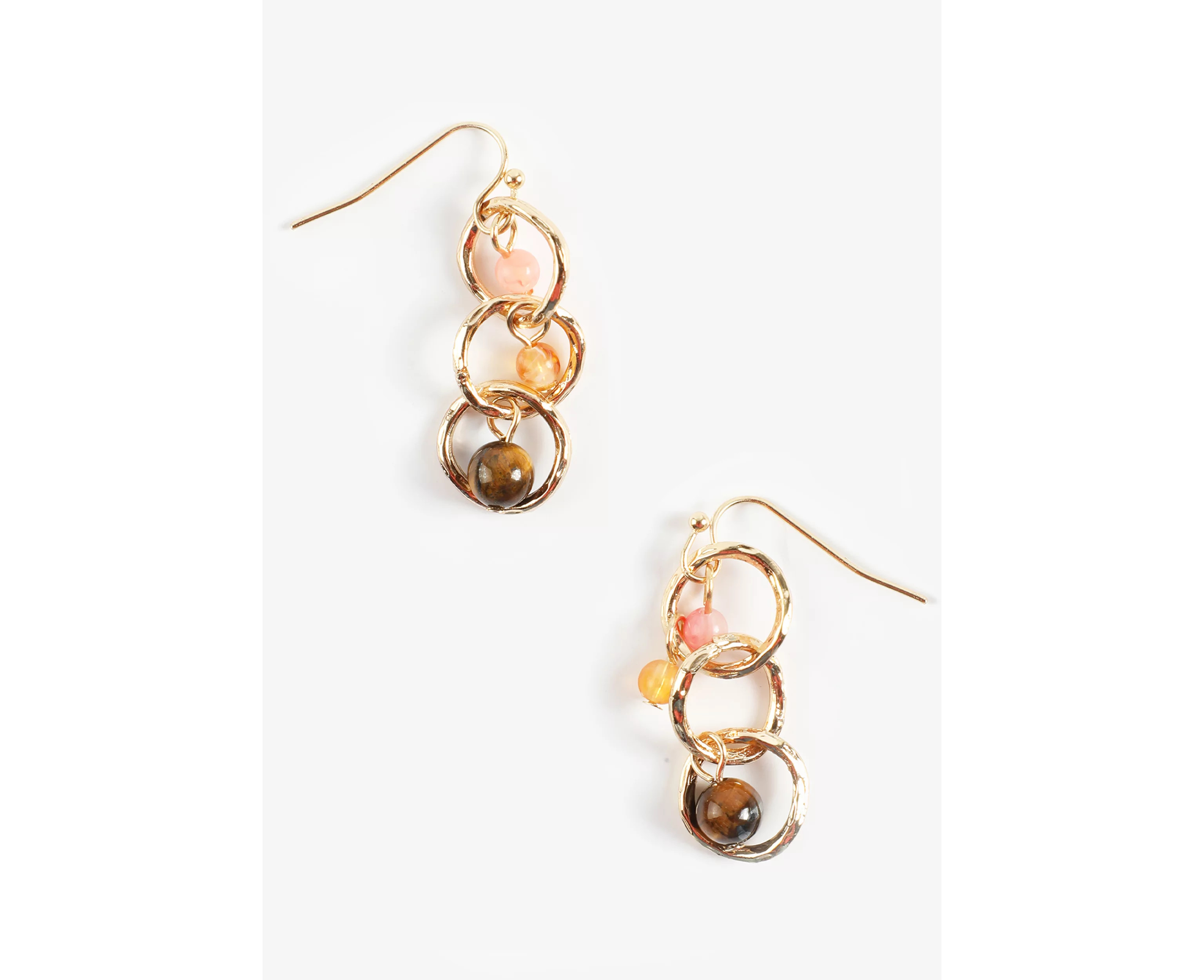 Gold Circle Link Triple Bead Drop Earrings | maurices | Maurices