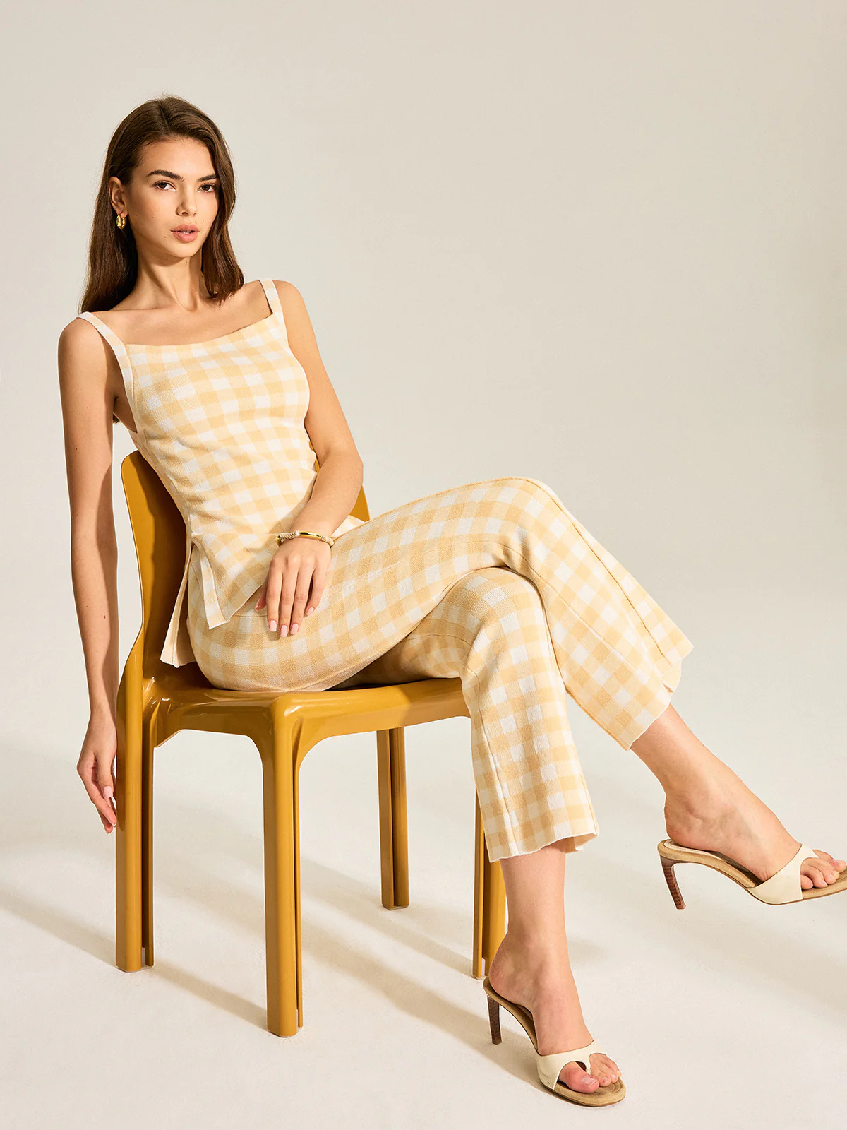 Gingham Print Pants Set | Commense