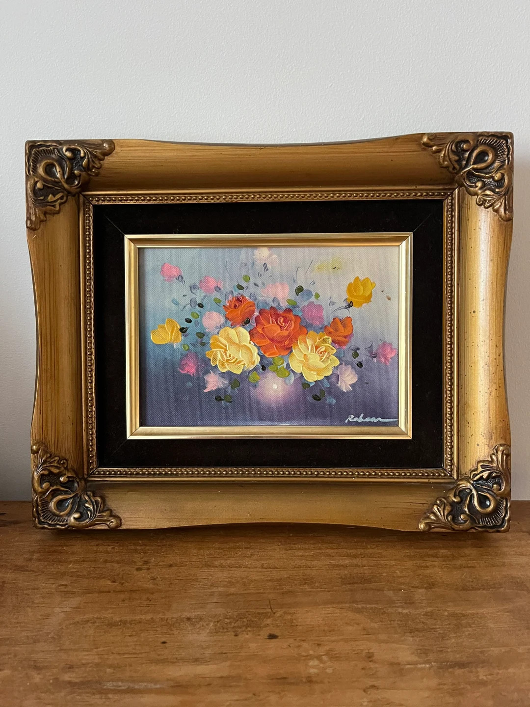 Vintage Framed Oil Painting, Roses Oil Painting, Canvas Oil Painting - Etsy UK | Etsy (UK)