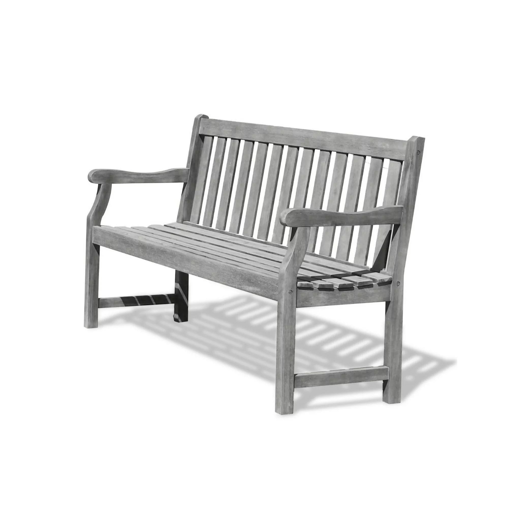 57" Gray Hand Scraped Wood Finish Striped Back Outdoor Furniture Patio Bench | Walmart (US)