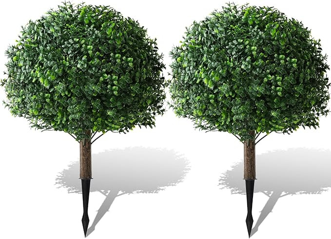 Faux Boxwood Balls for Outdoor Planters Topiary Set of 2,UV Resistant Artificial Shrub Bushes Tre... | Amazon (US)