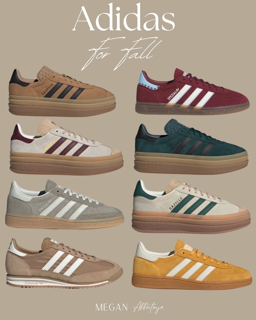 Can we talk about how perfect these colors are for Fall? So excited to pair these Adidas with my jeans and lounge sets 💛

#LTKSeasonal #LTKShoeCrush