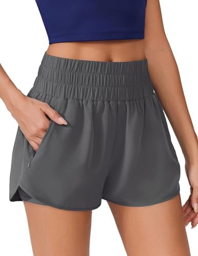 PINSPARK Running Shorts for Women Quick Dry High Waisted Athletic Short 2 in 1 Workout Gym Shorts... | Amazon (US)