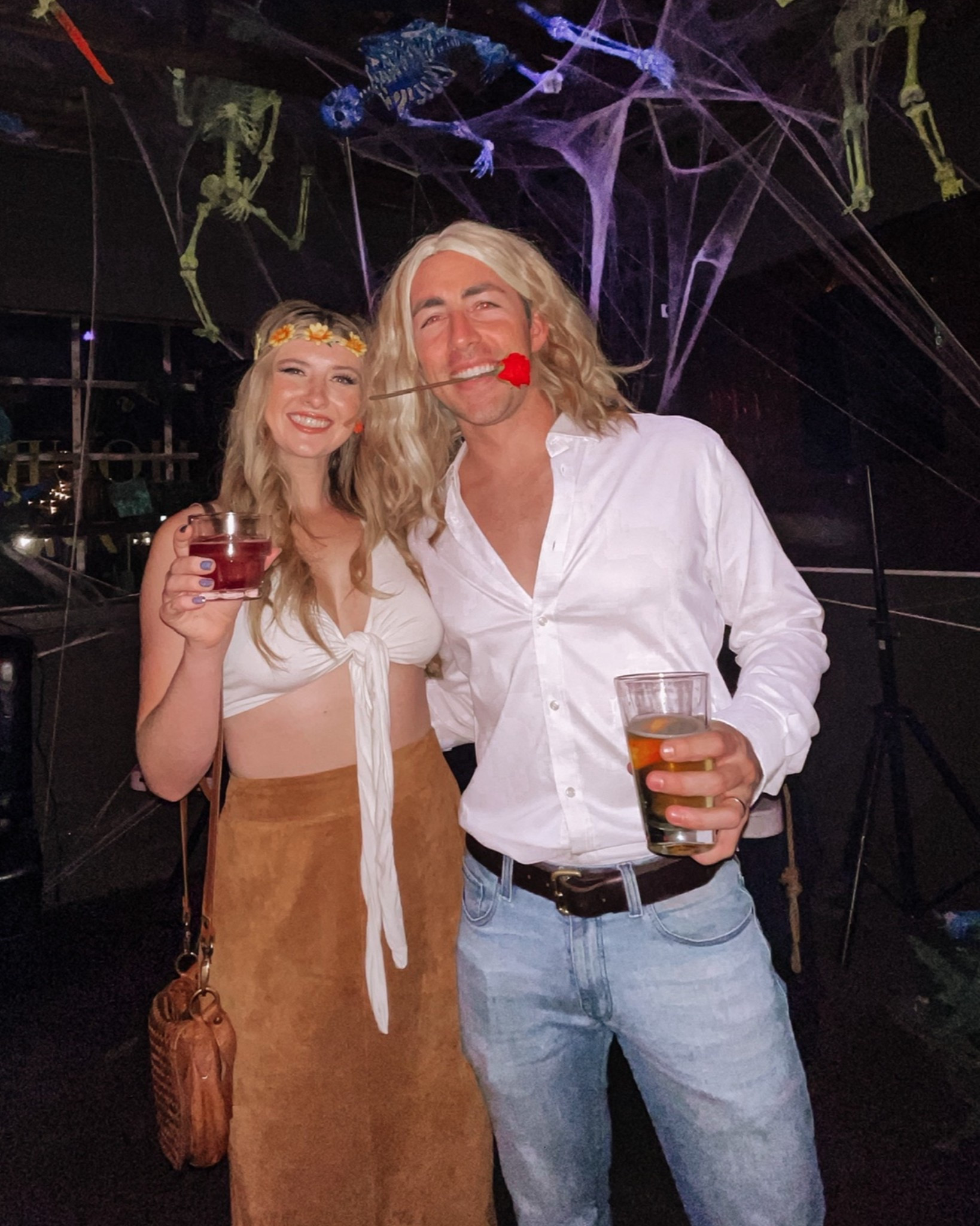 Easy Halloween costume idea - flower child and Fabio. I already had this top from a boutique and suede skirt so I added a flower crown from Amazon. My husband had the jeans and white button down and borrowed one of my wigs. It was an easy last minute Halloween costume and looked great! 

#halloweencostume #costumeideas #easycostume #couplescostume

#LTKSeasonal #LTKHalloween #LTKStyleTip