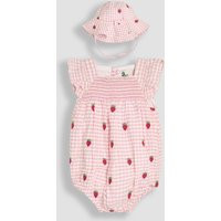Jojo Maman Bébé Girls Pure Cotton Romper & Hat Set (3-24 Mths) - 3-6M - Pink Mix, Pink Mix | Marks & Spencer (UK)