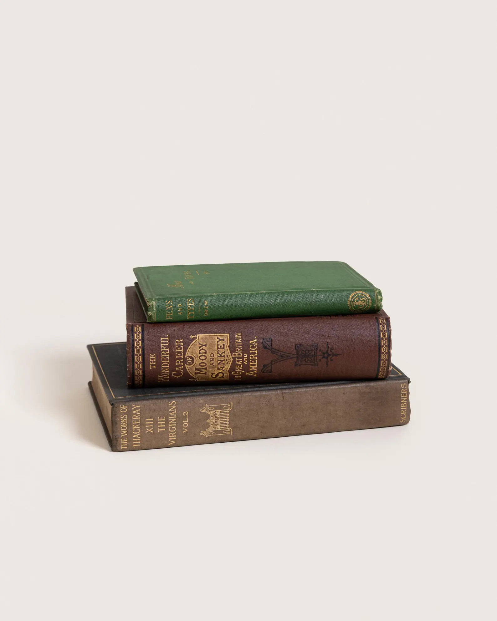 Neutral Antique Book Lot Set of 3 - Decorative Staging Books for Bookshelf Decor - Etsy | Etsy (US)