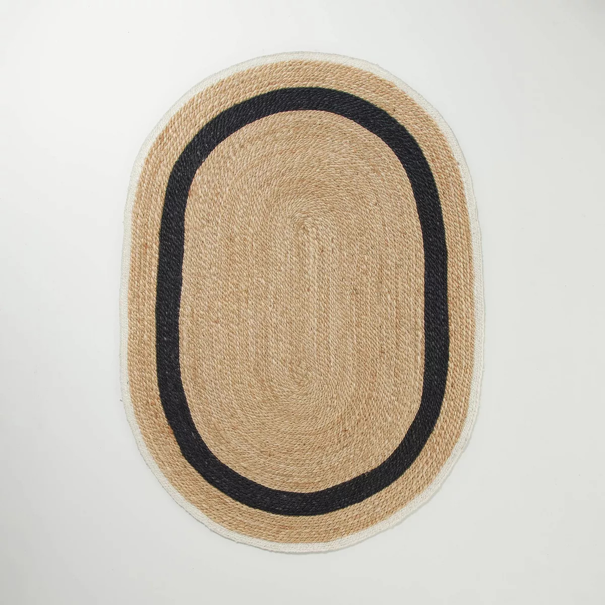 Oval 5' x 7' Bold Stripe Braided Jute Area Rug Black/Tan/Cream - Hearth & Hand™ with Magnolia: ... | Target