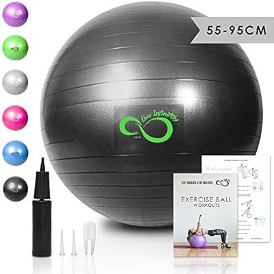 Live Infinitely Exercise Ball (55cm-95cm) Extra Thick Professional Grade Balance & Stability Ball... | Amazon (US)