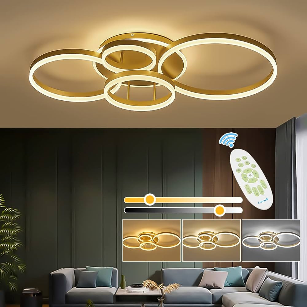 Warmiehomy Ceiling Light, 79W Dimmable Flush Mount Ceiling Lighting Fixture with Remote Control, ... | Amazon (CA)