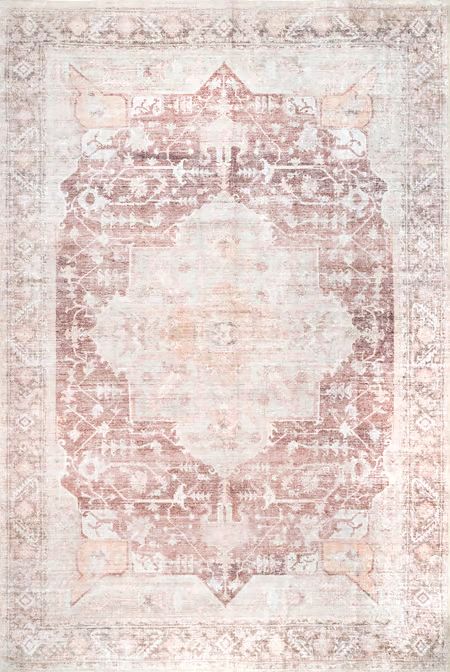 Light Pink Ava Vintage Persian Washable 8' x 10' Area Rug | Rugs USA