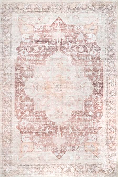 Light Pink Ava Vintage Persian Washable 2' x 3' Area Rug | Rugs USA