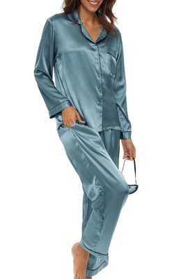 ADR Long Sleeve Satin Pajama Set for Women, Satin PJs for Women Set, Womens Satin Pajama Set Twilight XL | Target