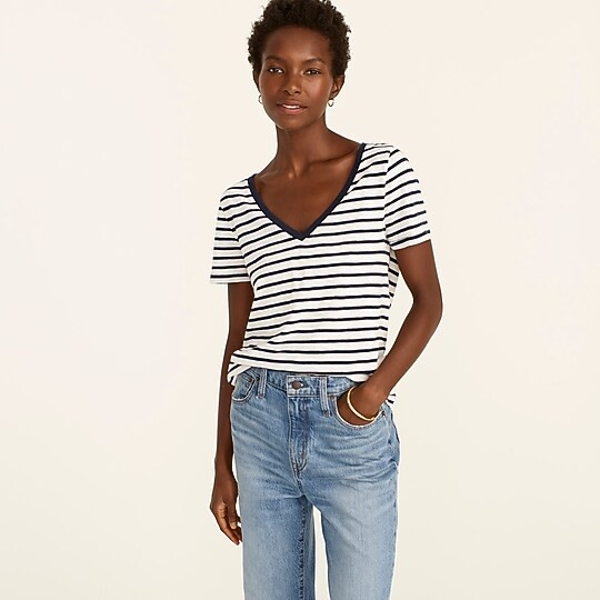 J.Crew: Vintage Cotton V-neck T-shirt In Stripe For Women | J. Crew US