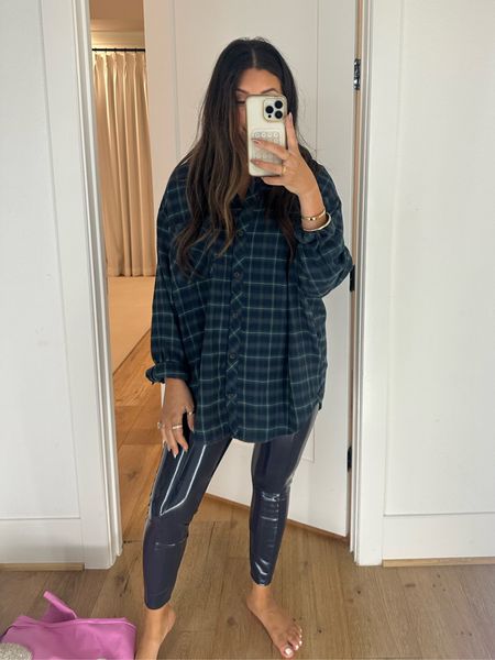 One of my favorite ways to wear faux leather leggings is with an oversized flannel or crewneck! I have this one in a few colors and just love the way it fits, and it’s only $25!

Dressupbuttercup.com
#dressupbuttercup 

#LTKsalealert #LTKCyberWeek #LTKstyletip