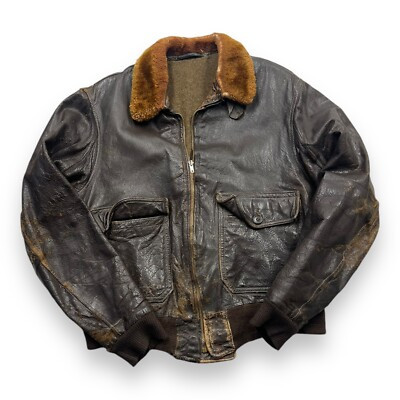 Vintage Ww2 Era G1 Wool Lined Leather Flight Jacket Thrashed 44 Talon Zipper  | eBay | eBay UK