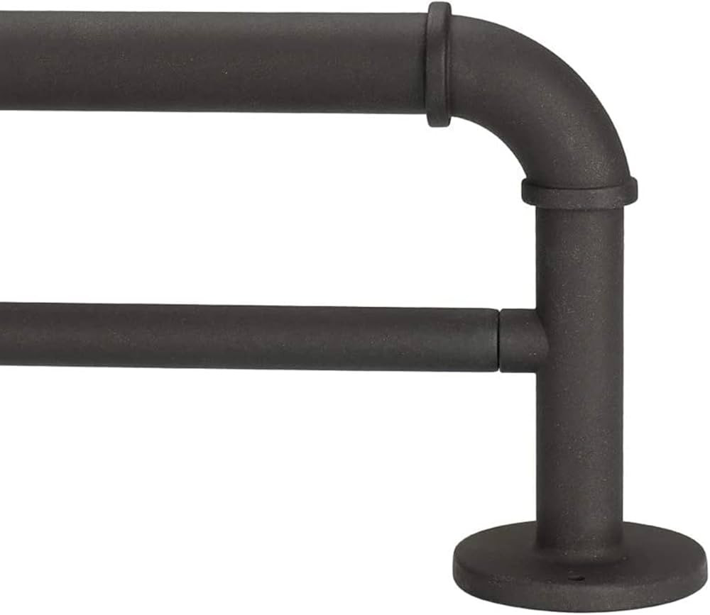 Industrial Iron Curtain Rod for Windows 66 to 120, Wrap Around Window Double Curtain Rod, Black C... | Amazon (US)