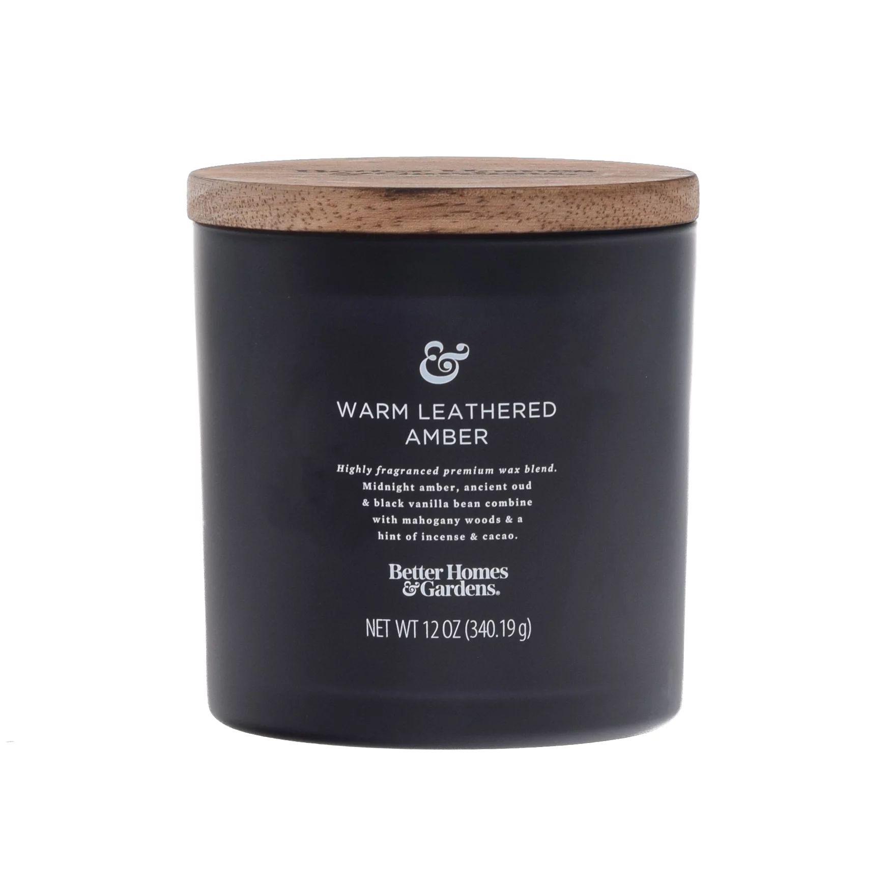 Better Homes & Gardens 12oz Warm Leathered Amber Scented 2-Wick Frosted Jar Candle | Walmart (US)
