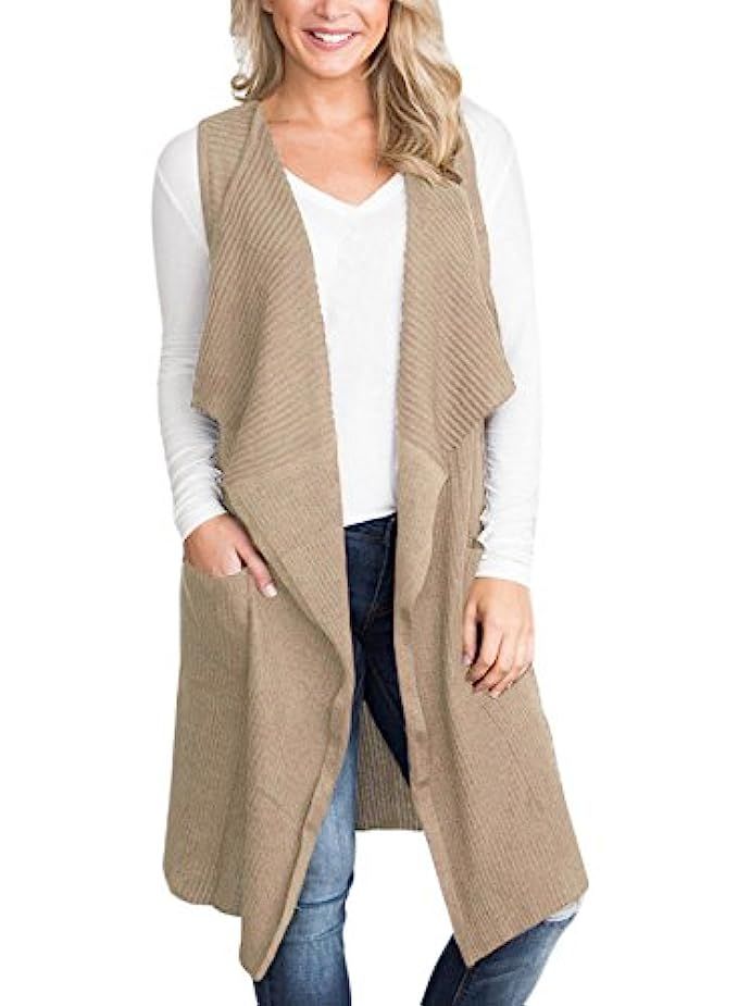BLENCOT Women's Lightweight Sleeveless Open Front Cardigan Sweater Vest Pockets | Amazon (US)