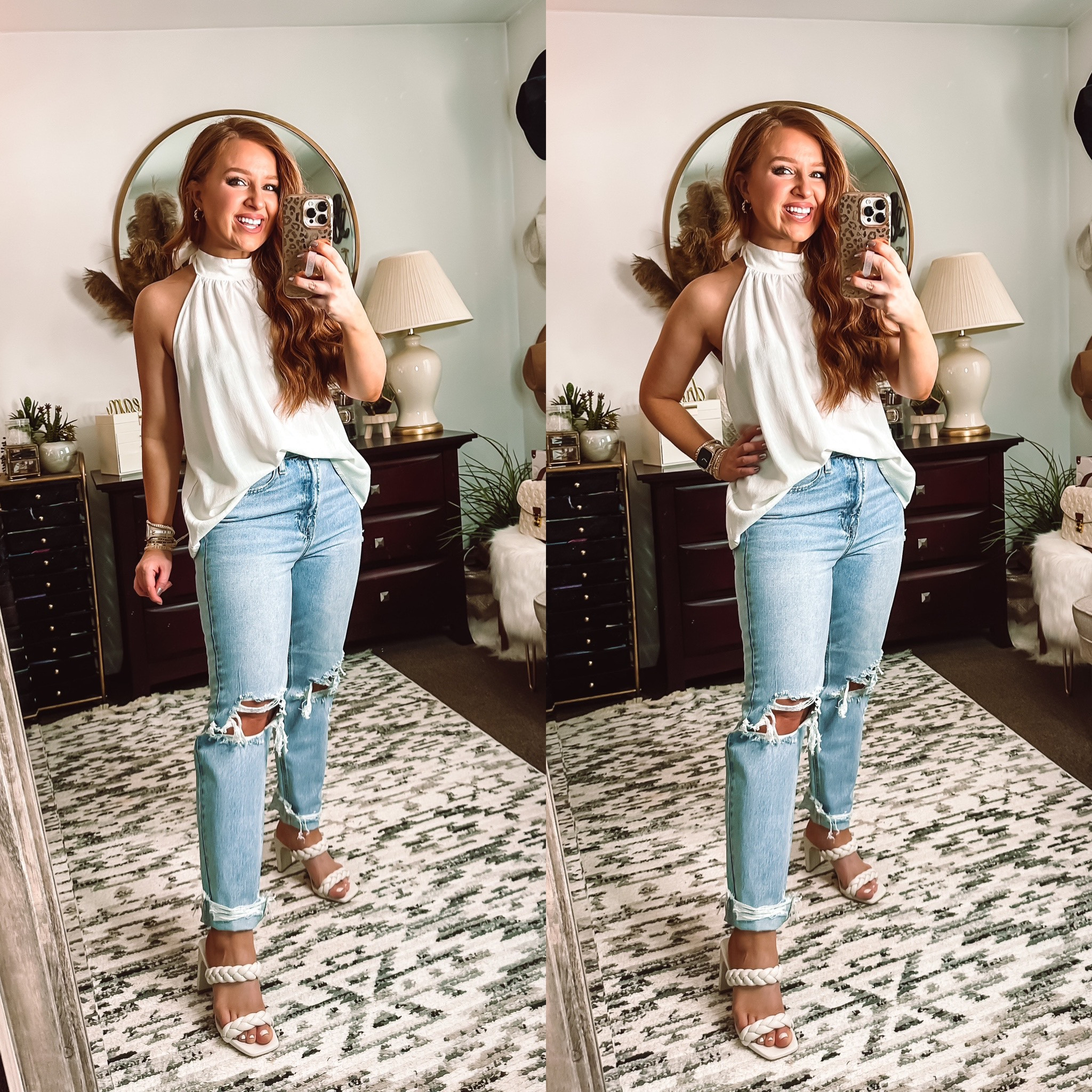 High neck white flowy tank in size small 
Mom jeans in size 9 (size up!) 

Pink lily styles 

Code: March20 



#LTKstyletip #LTKtravel #LTKSeasonal