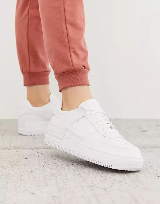 Nike Air Force 1 Shadow sneakers in triple white | ASOS (Global)