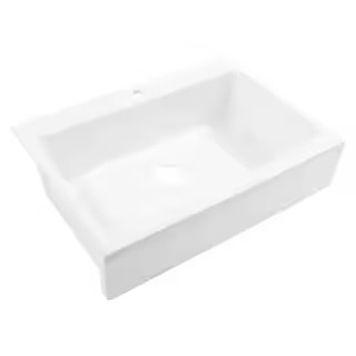 Josephine 34 in. 1-Hole Quick-Fit Farmhouse Apron Front Drop-in Single Bowl Crisp White Fireclay ... | The Home Depot