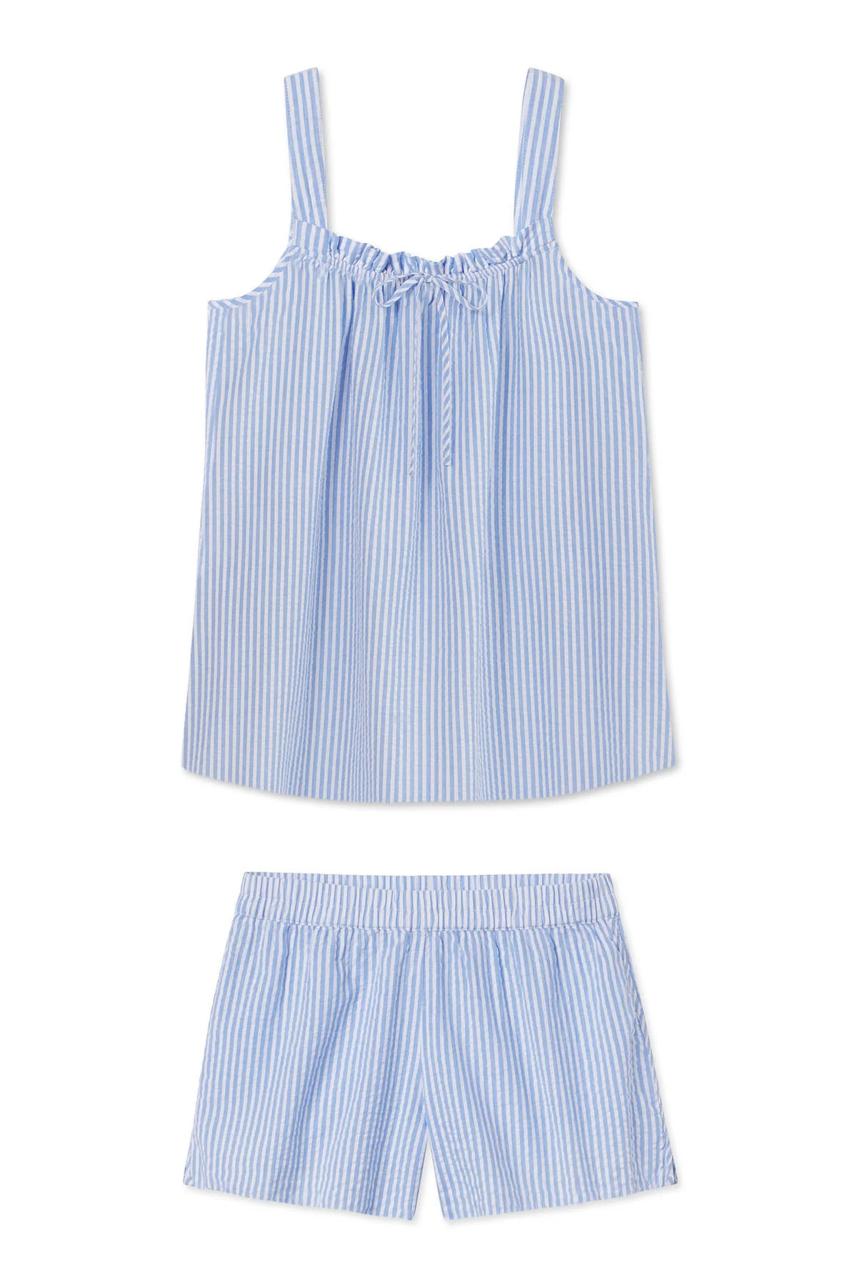 Alice Shorts Set in Blue Seersucker | Lake Pajamas