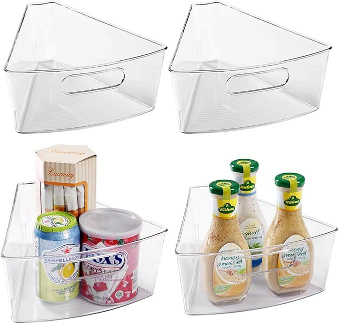 Oubonun Lazy Susan Organizers Set of 4, 10.2”x 9.4”x 4” Plastic Transparent Kitchen Cabinet... | Amazon (US)