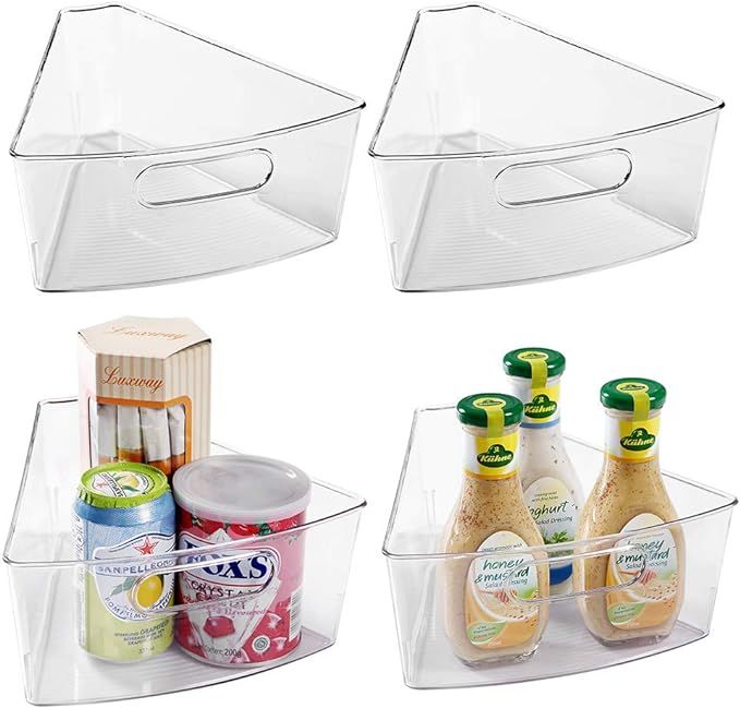 Oubonun Lazy Susan Organizers Set of 4, 10.2”x 9.4”x 4” Plastic Transparent Kitchen Cabinet... | Amazon (US)
