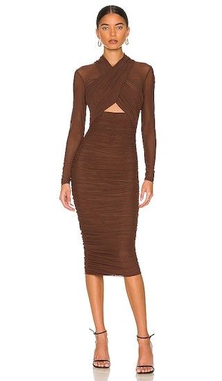 Bardot Aliyah Dress in Chocolate. - size XL (also in L, XS) | Revolve Clothing (Global)