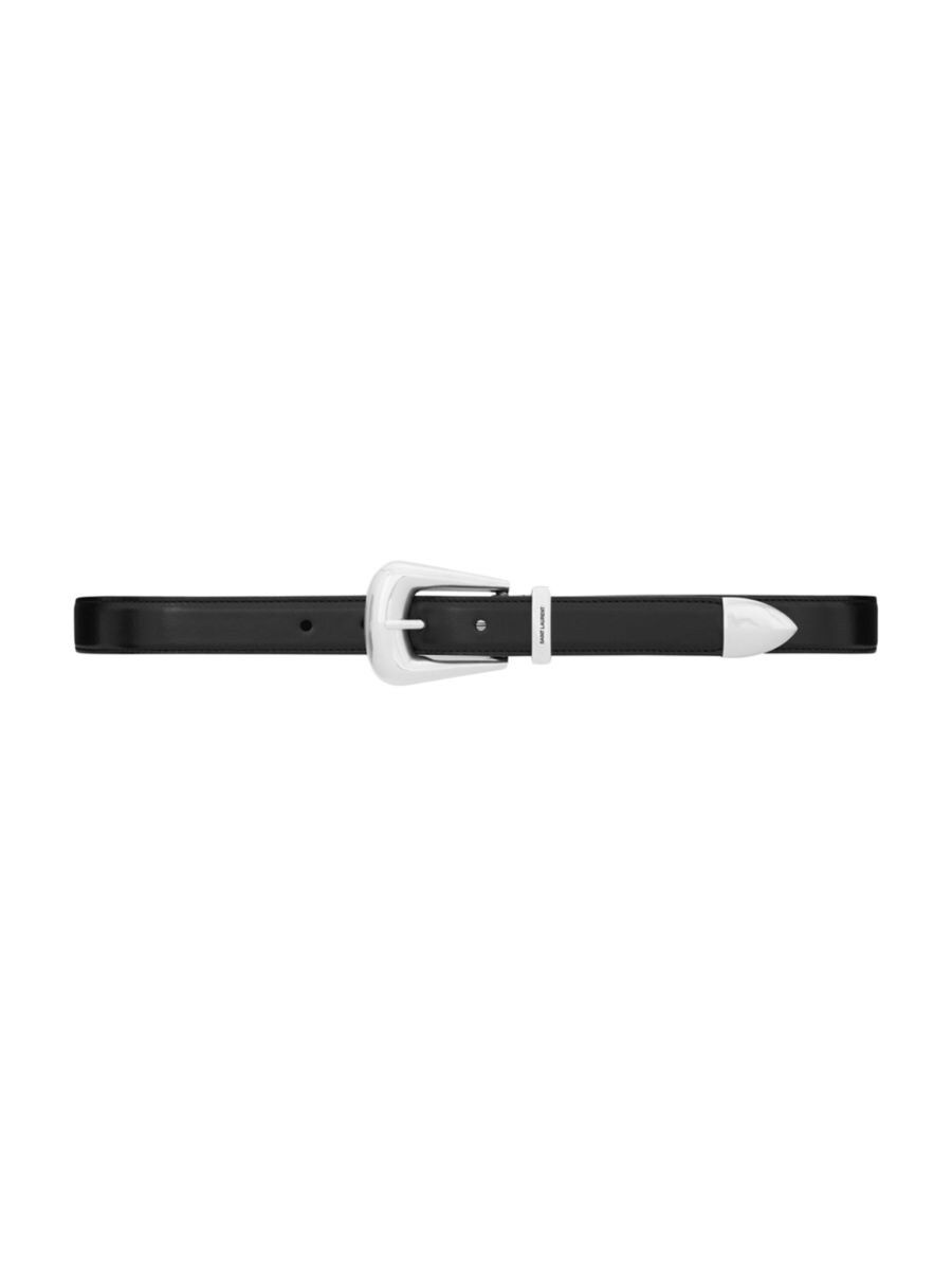 Folk Buckle Belt In Smooth Leather | Saks Fifth Avenue